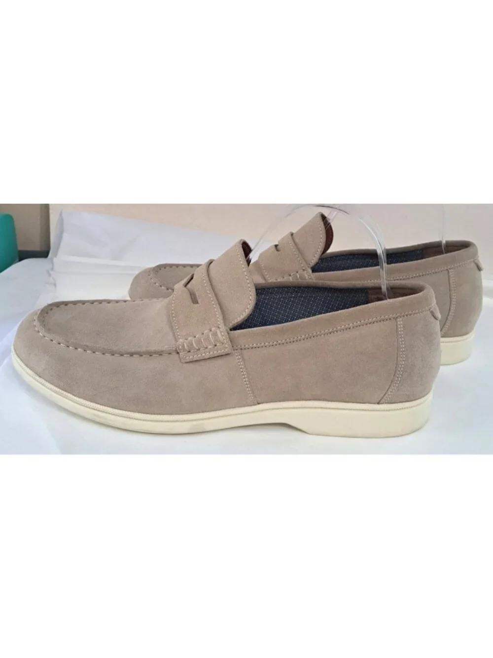 Vince Camuto Men's 10M Kedron Beige Suede Loafers New No Box